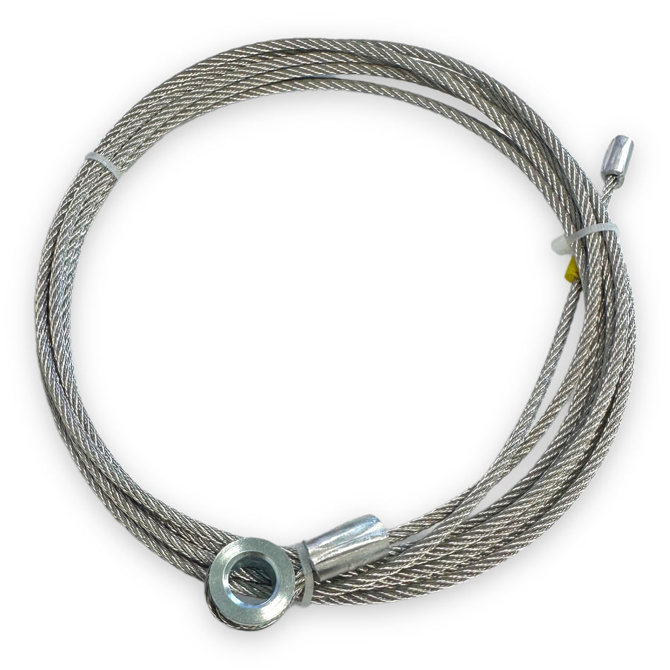 Close-up of a 125 Door Cable for Whiting Shutter Doors, highlighting its metal structure, ideal for commercial trailers and vehicles.