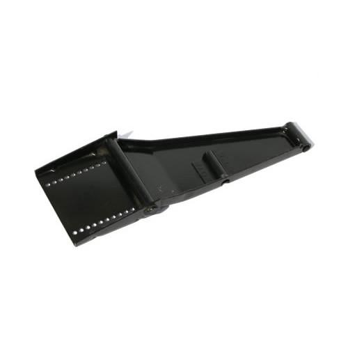 LH Top Panel Closure Plate for Whiting Shutter Doors, featuring a black metal design with holes and a metal clip, essential for secure trailer door closure.