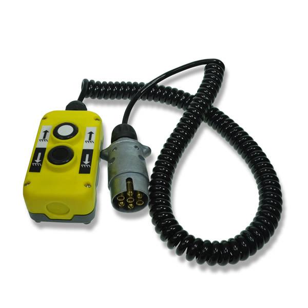 Generic Control Box Assembly with buttons and coiled cord, designed for Anteo tail lifts, includes a 3-meter wanderlead and metal 7-pin plug.