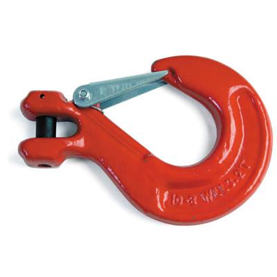 CSH7/8L Clevis Sling Hook with safety catch and black roller, designed for secure chain attachment in load binding applications.