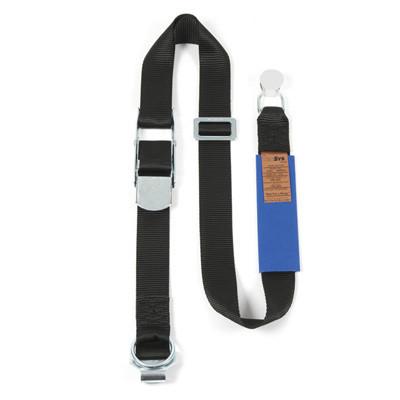 CSI-2CS Internal Cargo Strap featuring a black polypropylene webbing with a blue label, zinc-plated overcentre buckle, and carbon steel adjuster.