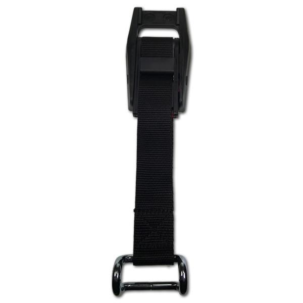 Euro Buckle Complete with Strap, features a robust black strap and metal buckle, designed for curtain sider vehicles from Nationwide Trailer Parts Ltd.