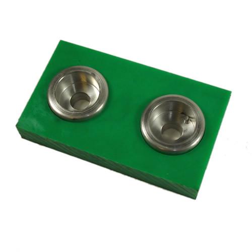 Sliding Block DHSM - Green with two metal bowls for Dhollandia tail lifts, essential for large commercial trailer maintenance.