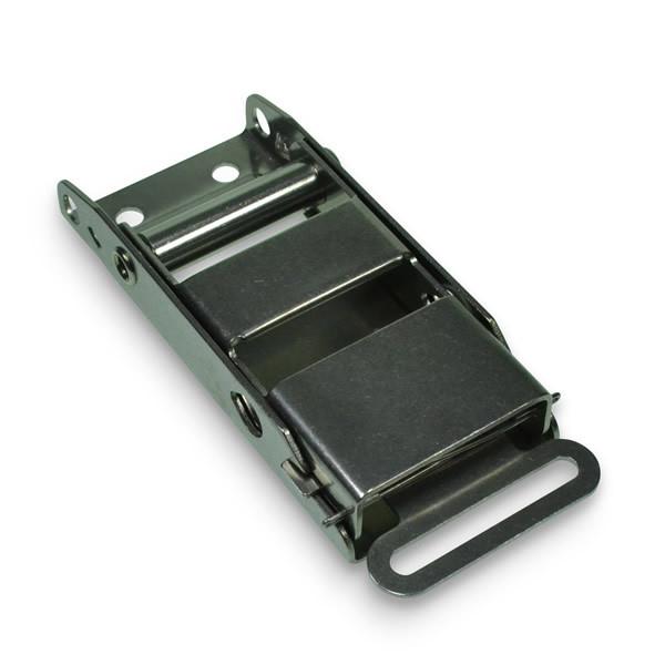 Stainless Steel Spring Loaded Locking Buckle featuring a metal strap, buckle, and 30mm hole centers, ideal for commercial trailers.