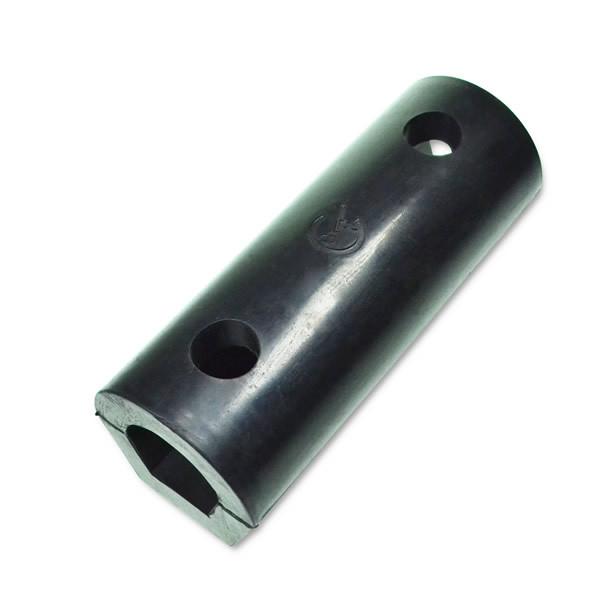 D Buffer (200mm x 80mm x 82mm), black plastic tube with holes, ideal for mounting trailer parts.