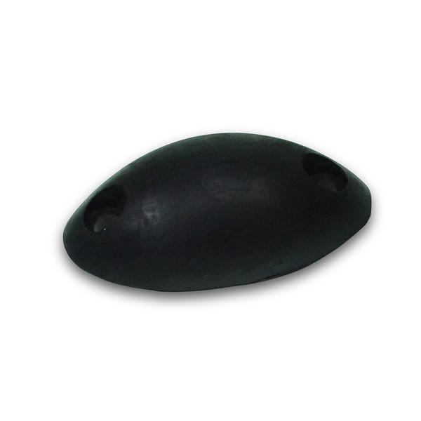 Oval Buffer (68mm x 34mm x 20mm), black with holes, designed for trailer parts, featuring 46mm hole centers.