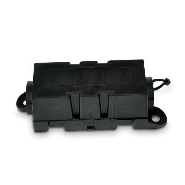 Fuse Holder for tail lifts, featuring a black plastic design with three slots and a cord, ideal for commercial trailer maintenance.