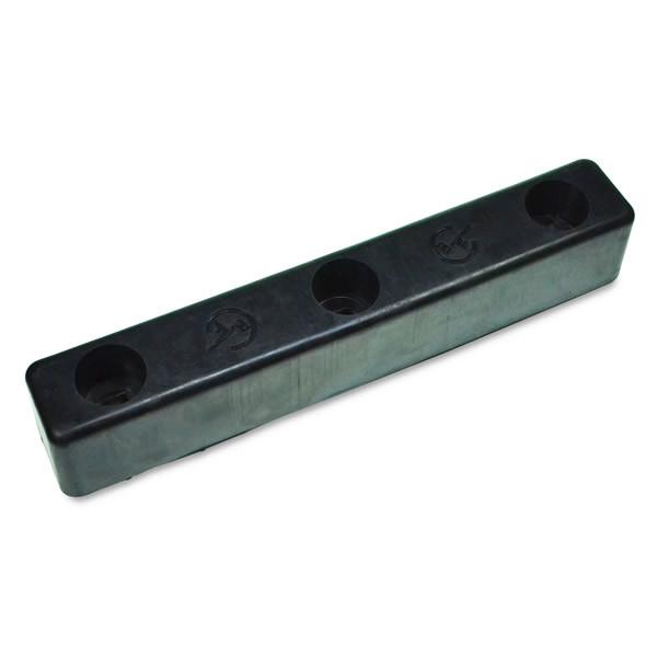 Buffer (295mm x 50mm x 50mm) with evenly spaced holes, designed for trailer parts, reflecting Nationwide Trailer Parts Ltd's commitment to quality components.