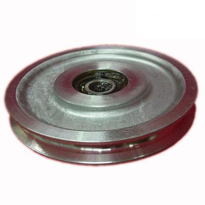 Close-up of a metal pulley with a central hole, designed for Ratcliff Palfinger tail lifts, compatible with models RV1003, RV1007, RV1002.