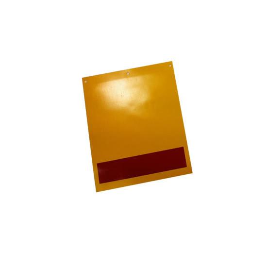 Flag (single) for tail lifts, featuring a yellow surface with a prominent red stripe, dimensions 245mm x 305mm, suitable for commercial trailer applications.