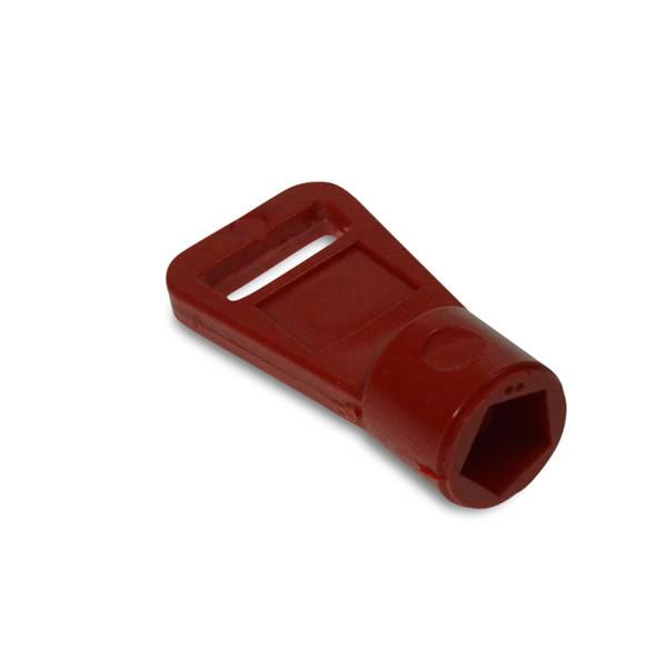 Anteo Red Isolator Key, a tool for tail lifts, featuring a hexagonal design, ideal for commercial trailer maintenance from Nationwide Trailer Parts Ltd.