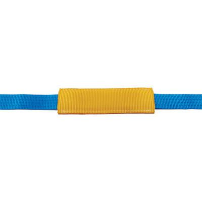 Wear Sleeves - Heavy Duty: 75mm polyester wear sleeve for 50mm load restraint straps, shown with a yellow rectangular object. Ideal for commercial trailer use.